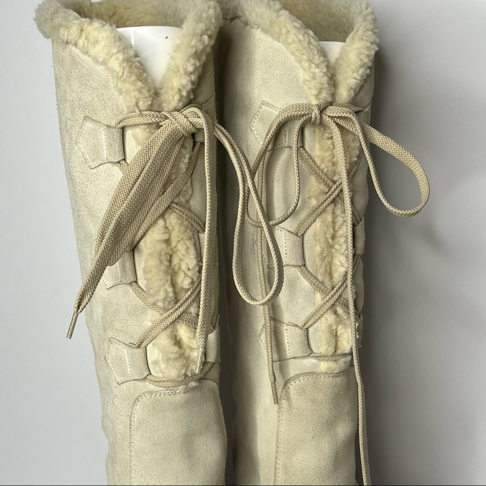 Michael Kors Cream Lace Up Boots - Picture 5 of 10